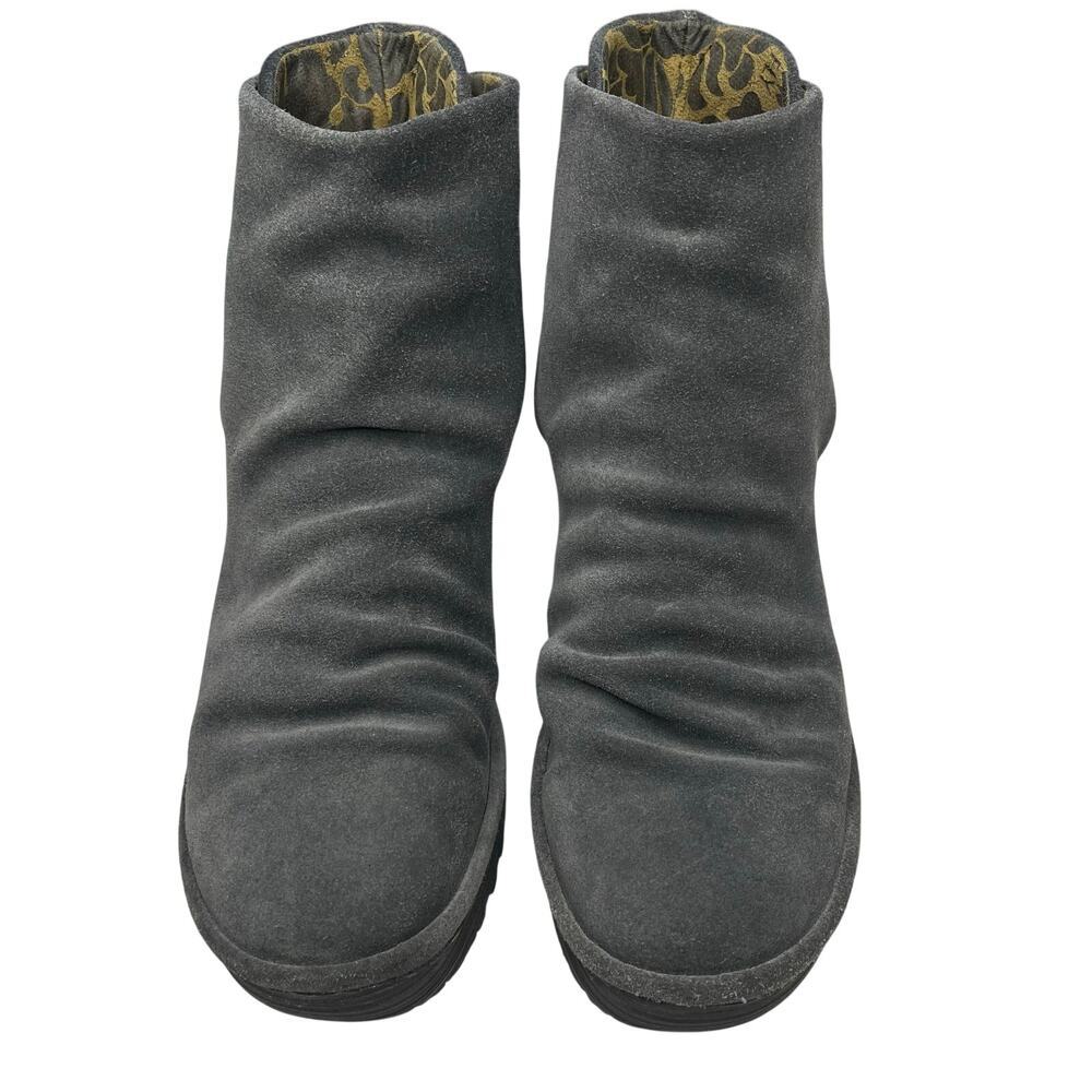 FLY London Yama suede wedge ankle boots size 37 gray